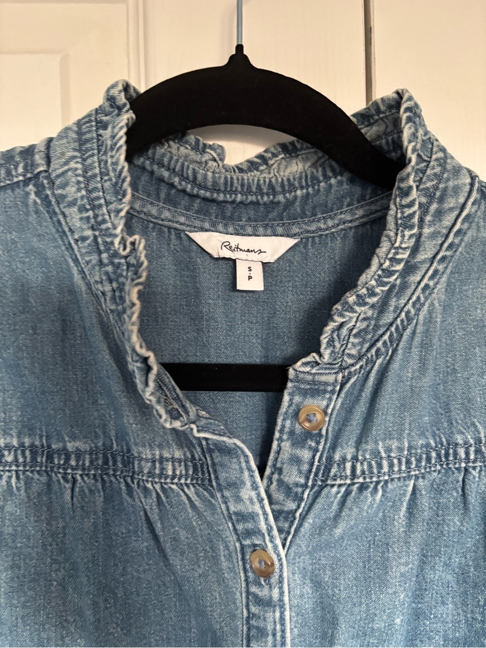 Reitmans Light Blue Denim Button-Front Blouse - Picture 5 of 14